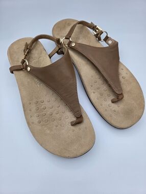 Vionic Kirra Womens Size 11 Brown Leather Backstrap Sandals